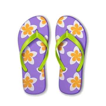 Vibrant Flip Flops with Flower Patterns Stock Illustration