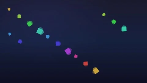 Vibrant floating geometric shapes in a dark void 库存影片 335255845