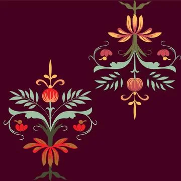 Vibrant floral designs on a dramatic dark background 스톡 일러스트
