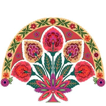 A vibrant floral pattern against a clean white backdrop Stock Illustration