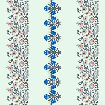 A vibrant floral pattern border on a clean light backdrop Stock Illustration