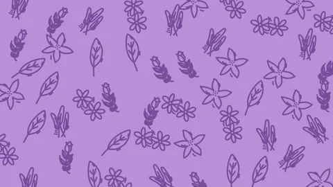 Vibrant floral pattern featuring lavender and assorted flowers on a purple .. Stock Footage 319586754