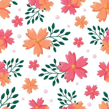 Vibrant Floral Seamless Pattern Design Stock Illustration