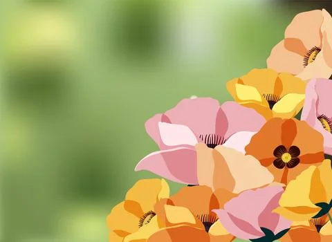 Vibrant Floral Vector with Soft Green Background Stock Illustration