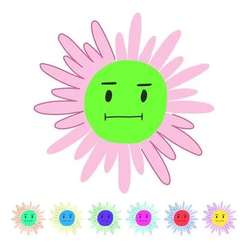 Vibrant flower face vector cartoon graphic Stockillustratie
