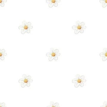 Vibrant flower pattern with daisies and tulips in a seamless design for fab.. Foto stock
