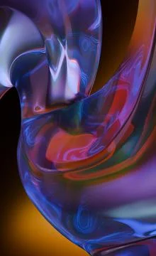 A vibrant, flowing abstract form of translucent material twists and undulat.. Stock Illustration