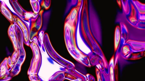 Vibrant flowing liquid motion graphics in neon purple and pink Stockbeeldmateriaal 340025201