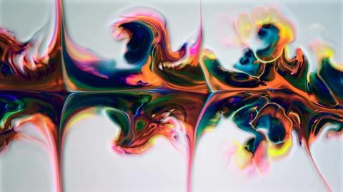 Vibrant fluid color waves elegantly flowing on a light gray background Illustrazione stock