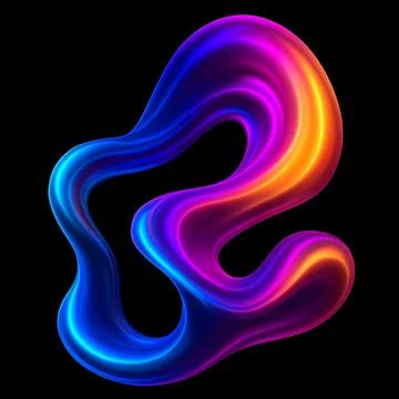 Vibrant Fluid Gradient 3D Shape Abstract Art Stock Illustration