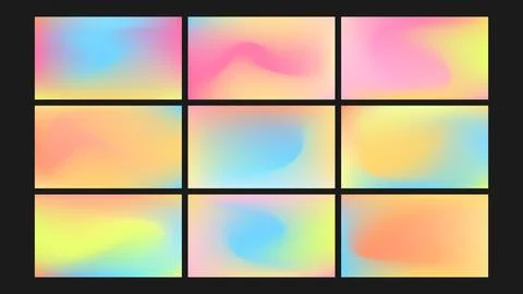 Vibrant Fluid Gradient in Neon Background Set Stock Illustration