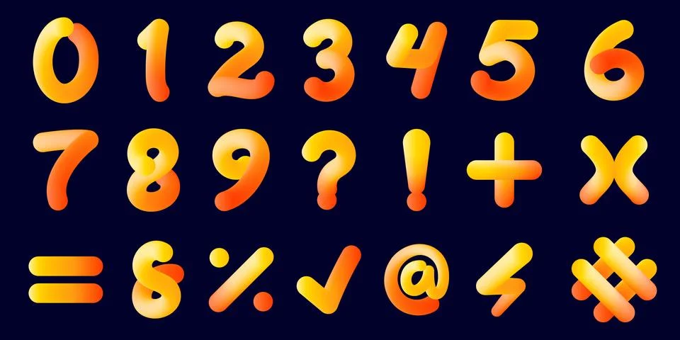 Vibrant Fluid Gradient Numbers Set Illustrazione stock