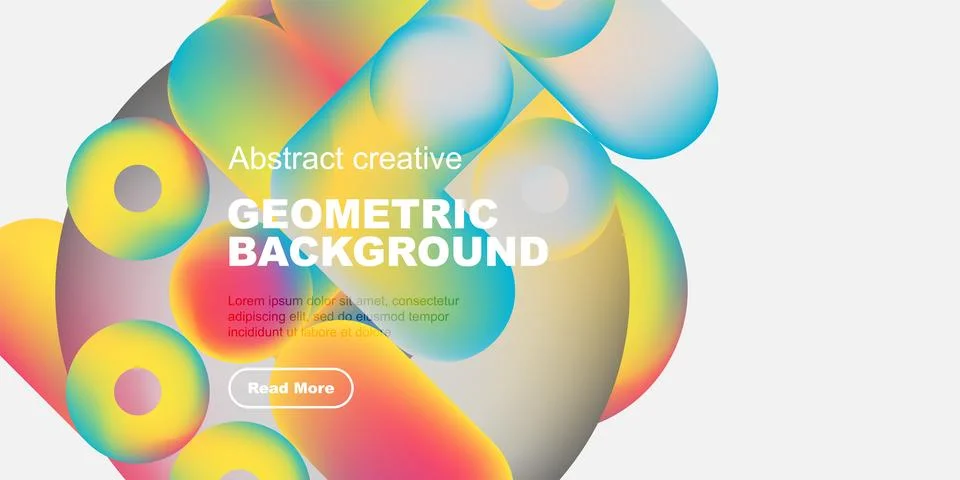 Vibrant fluid shapes overlap, creating colorful abstract background. Text Stock Illustration