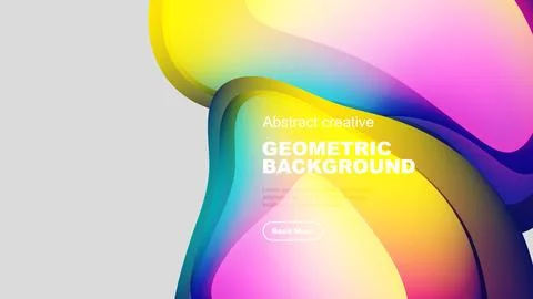 Vibrant fluid shapes overlap, creating colorful abstract background. Text block Stock Illustration