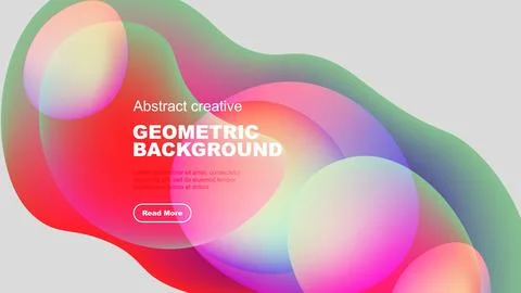 Vibrant fluid shapes overlap, creating dynamic abstract background. Text block Stock Illustration