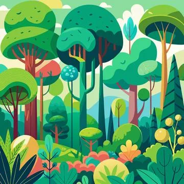 Vibrant forest landscape Illustrazione stock