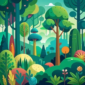 Vibrant forest landscape Stock Illustration