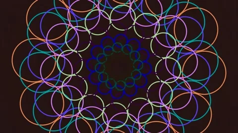 Vibrant fractal mandala pattern: Abstract kaleidoscope geometry seamless lo.. Stock Footage 337162440