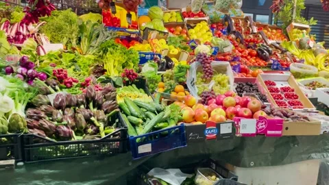Vibrant Fresh Produce Array at Local Market Stand Stock Footage 265903719