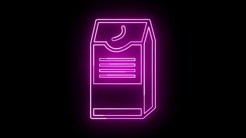Vibrant Fruit Juice Packet Icon Animation with Neon Glow Line - 4K Stock Footage 282576845