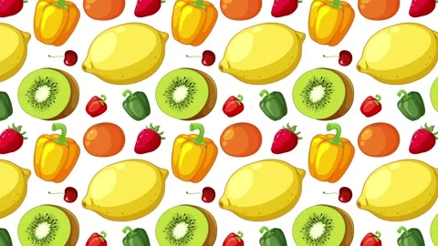 Vibrant Fruit Pattern Animation Stock Footage 300247783
