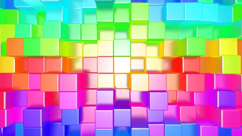 Vibrant Full Spectrum Rainbow of Moving Cubes Video stock 294145709