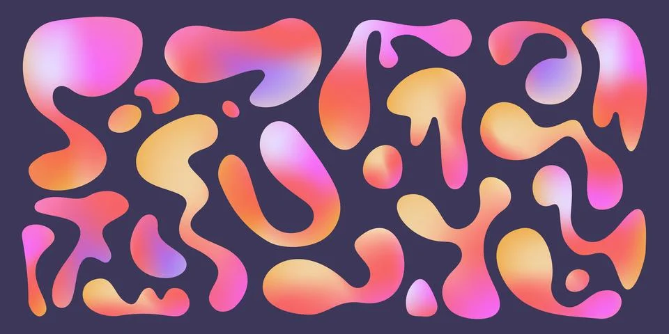 Vibrant funky blobs with liquid gradient Stock Illustration