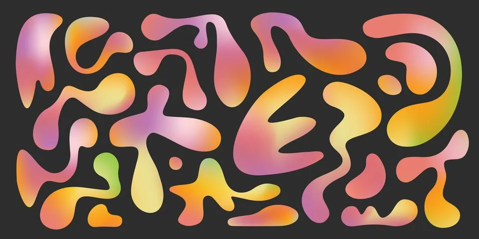 Vibrant funky blobs with liquid gradient Stockillustratie