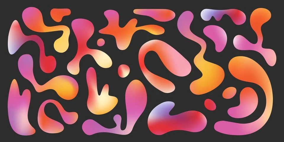 Vibrant funky blobs with liquid gradient Stock Illustration