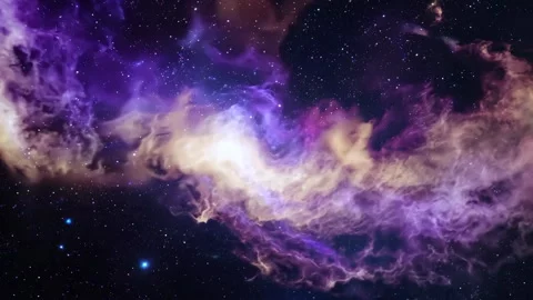 Vibrant gas clouds morphing across dark cosmic expanse, revealing dynamic nebula 動画素材 310437608