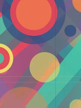 Vibrant geometric abstract background featuring overlapping circles and dia.. Stock Illustration