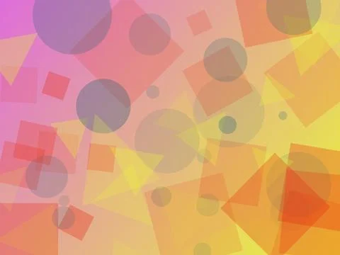 Vibrant geometric abstract background with overlapping circles and squares .. Stock Illustration