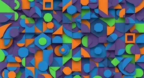 Vibrant geometric abstract pattern background with overlapping colorful sha.. Stockillustratie