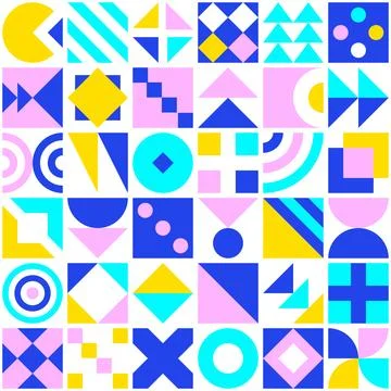 Vibrant Geometric Abstract Pattern with Colorful Shapes and Bold Design Stock Illustration