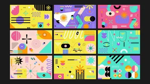 Vibrant Geometric Abstract Set Stock Illustration