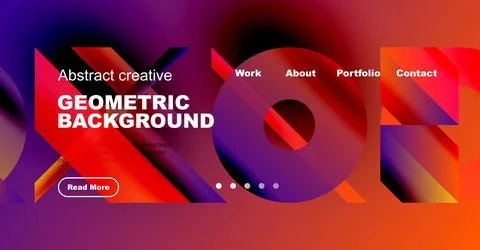 Vibrant geometric background design. Features text, navigation elements, plus Stock Illustration