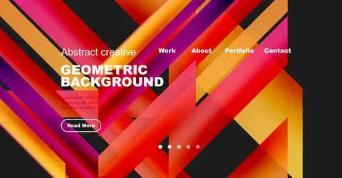 Vibrant geometric background design. Features colorful diagonal shapes, text Stock Illustration