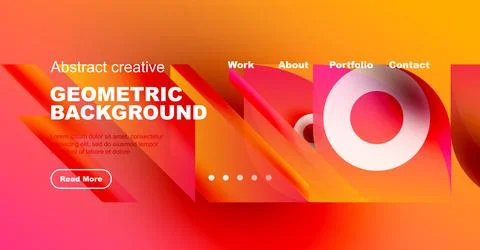 Vibrant geometric background design. Features text, navigation, button, abstract Illustrazione stock