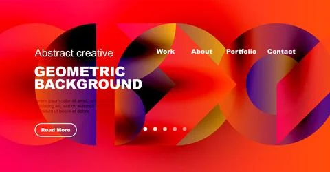 Vibrant geometric background design. Website header with navigation elements, Illustrazione stock