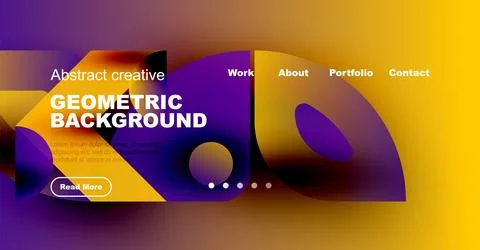 Vibrant geometric background design. Website header features colorful shapes, Stock Illustration