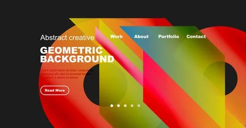 Vibrant geometric background design. Website header with navigation elements, Illustrazione stock