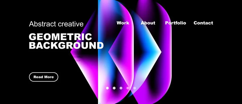 Vibrant geometric background features abstract shapes, text overlays, navig.. Stock Illustration