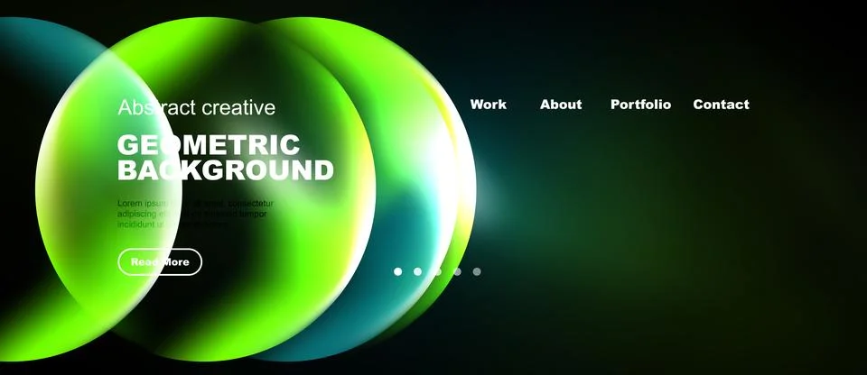 Vibrant geometric background features overlapping circles. Text elements in.. Illustrazione stock