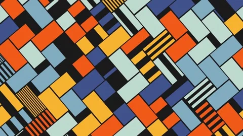 Vibrant geometric block pattern featuring variety of rectangles in bold colors Stock Footage 288185341