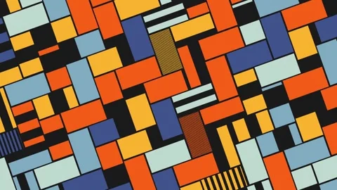 Vibrant Geometric Block Pattern with Stripes.  Stock Footage 288185735