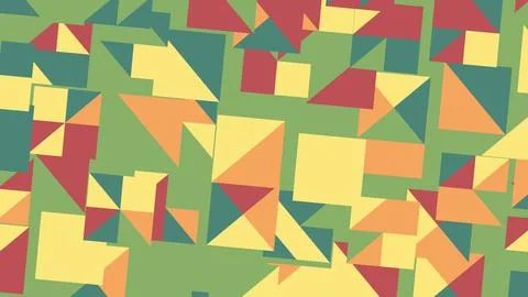 Vibrant geometric collage with overlapping triangles and squares in yellow or Illustrazione stock