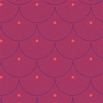 Vibrant Geometric Concentric Circle Pattern Seamless Scallop Design in Pink.. Stock Illustration