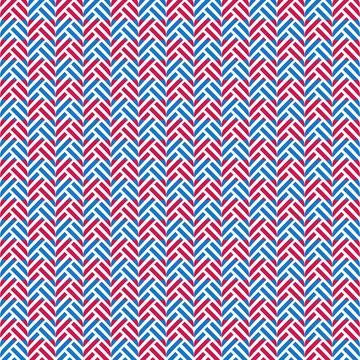 A vibrant geometric cross stitch pattern in red, white, and blue colors Stock Illustration