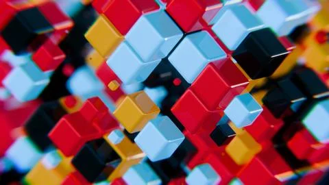 Vibrant Geometric Cubes in Motion Stock Illustration