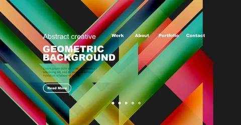 Vibrant geometric design. Diagonal lines create colorful background. Website Stock Illustration